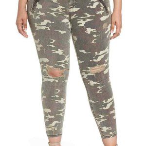 KUT Camo Distressed High Waist Ankle Skinny 20W